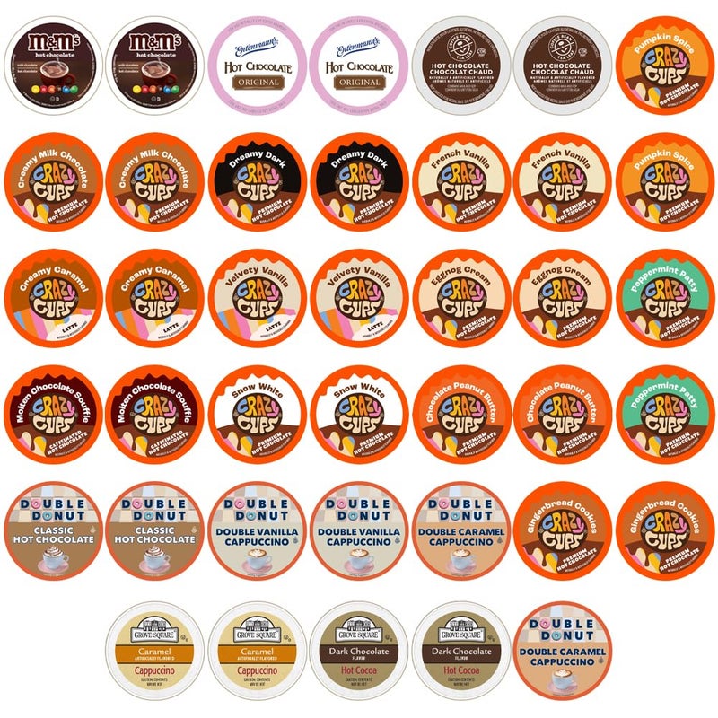 Crazy Cups Cappuccino & Hot Chocolate Variety Pack, Gift Set for Keurig K Cup Machines, 40 Count - Image 1